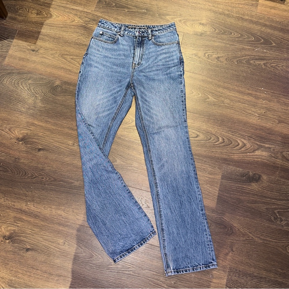 Alexander Wang Unisex FLY High Waist Slim Stacked Jeans – Light Wash